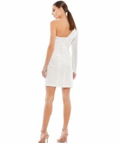 Ieena For Mac Duggal Shop For One-Shoulder Tuxedo Cocktail Dress