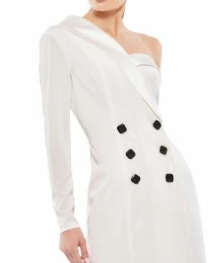 Ieena For Mac Duggal Shop For One-Shoulder Tuxedo Cocktail Dress