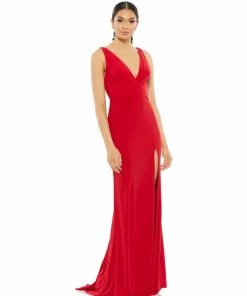 Ieena For Mac Duggal Shop For CLASSIC V-NECK WRAP EVENING GOWN