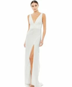 Ieena For Mac Duggal Shop For CLASSIC V-NECK WRAP EVENING GOWN