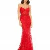Mac Duggal Floral Lace Bustier Gown