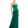 Ieena For Mac Duggal Satin Crystal-Encrusted Evening Gown