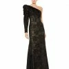 Mac Duggal Shop For One Sleeve Beaded Gown With Floral Lace Overlay