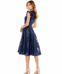 Mac Duggal Flutter Sleeve Sequin Appliqué Cocktail Dress