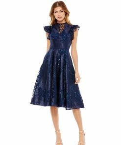 Mac Duggal Flutter Sleeve Sequin Appliqué Cocktail Dress