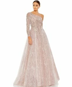 Mac Duggal Embroidered One Shoulder Bodice Ballgown Shop For