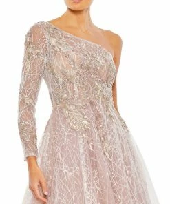 Mac Duggal Embroidered One Shoulder Bodice Ballgown Shop For