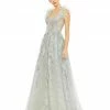 Mac Duggal Embellished Feathered Sleeveless A Line Gown Shop For