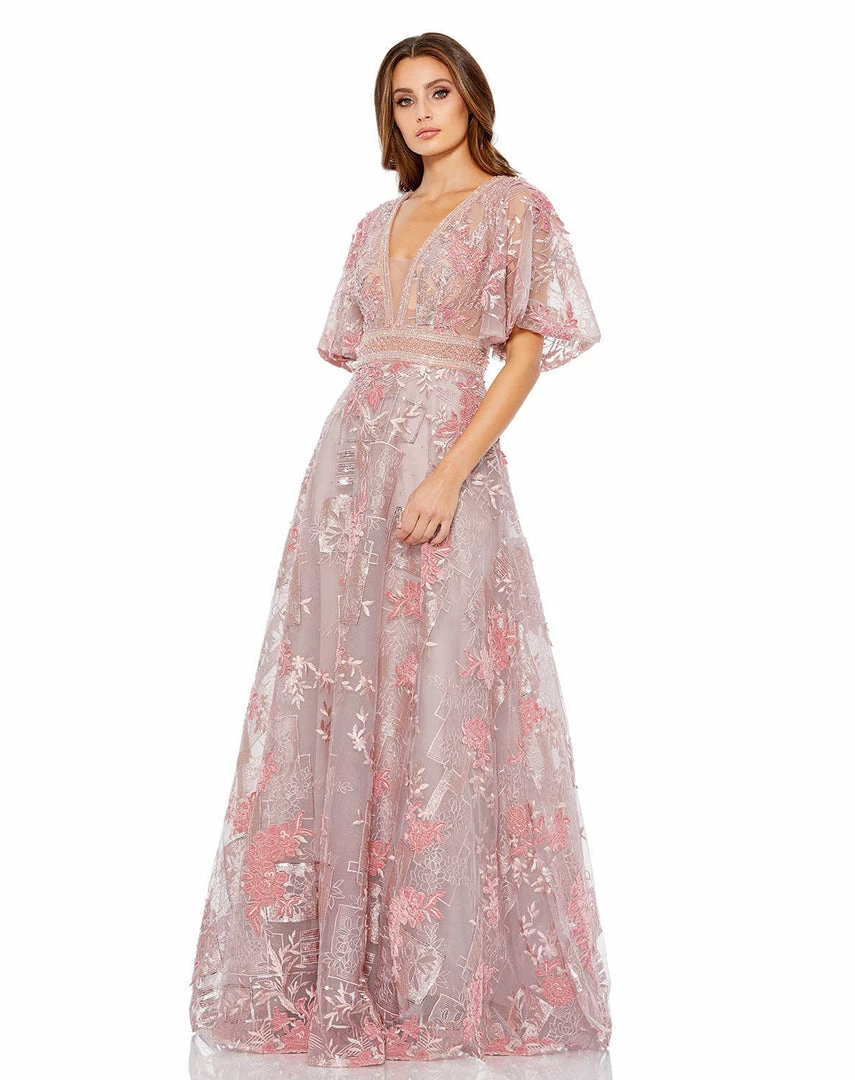 Mac Duggal Shop For Floral Embroidered Flutter Sleeve Gown 1 Mac Duggal Shop For Floral Embroidered Flutter Sleeve Gown