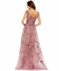 Mac Duggal Embroidered Illusion Cap Sleeve A Line Gown Shop For