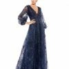 Mac Duggal Shop For Embellished Plunge Neck Puff Sleeve A-Line Gown
