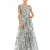 Mac Duggal Floral Embroidered Short Sleeve Gown