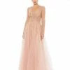 Mac Duggal Illusion Long Sleeve Beaded Gown
