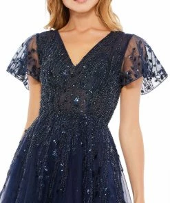 Mac Duggal Shop For Embellished Flutter Sleeve Tea-Length Dress 5 Mac Duggal Shop For Embellished Flutter Sleeve Tea-Length Dress