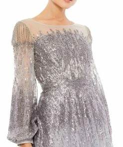 Mac Duggal Embellished Long Sleeve Illusion A Line Gown Shop For