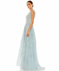 Mac Duggal Floral Embroidered Sleeveless Evening Gown Shop For