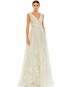 Mac Duggal Floral Embroidered Sleeveless Evening Gown Shop For
