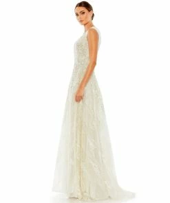 Mac Duggal Floral Embroidered Sleeveless Evening Gown Shop For