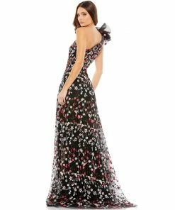 Mac Duggal Embellished Ruffled One Shoulder A Line Gown