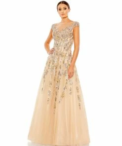 Mac Duggal Embellished Long Sleeve Drop Shoulder A Line Gown