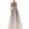 Mac Duggal Glitter Ombre Criss Cross Neck Ballgown Shop For
