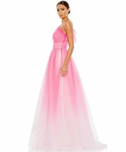 Mac Duggal Shop For Glitter Ombre Ruffled One Shoulder Ballgown