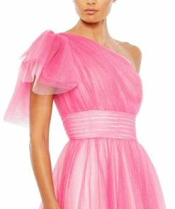 Mac Duggal Shop For Glitter Ombre Ruffled One Shoulder Ballgown