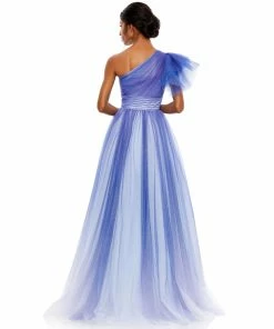 Mac Duggal Shop For Glitter Ombre Ruffled One Shoulder Ballgown