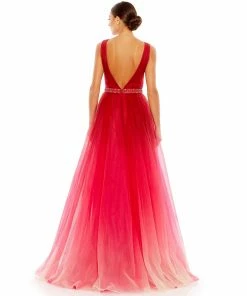 Mac Duggal Beaded Belt Wrap Over Sleeveless Ballgown