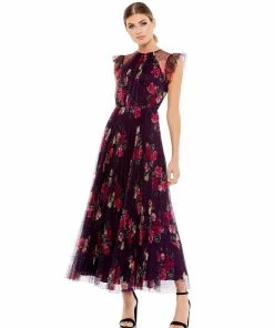 Ieena For Mac Duggal Shop For Floral Flutter Sleeve Midi Dress