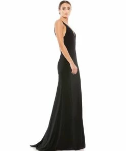 Ieena For Mac Duggal Plunge Neck High Slit Gown Shop For