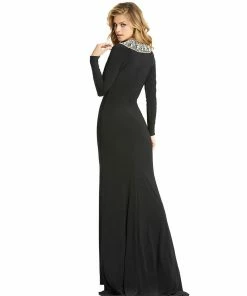 Ieena For Mac Duggal Embellished Collar Jersey Gown
