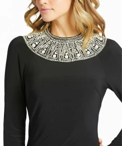 Ieena For Mac Duggal Embellished Collar Jersey Gown