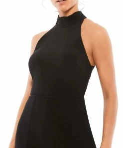 Ieena For Mac Duggal High Neck Jersey Gown W/ Teardrop Cutout Back Wedding Guest