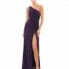 Ieena For Mac Duggal One Shoulder Ruched Jersey Evening Gown