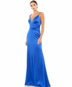 Ieena For Mac Duggal Plunging Faux Wrap Sleeveless Evening Gown Bridesmaid Dresses