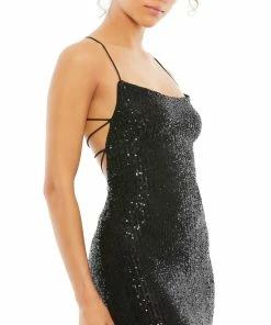 Ieena For Mac Duggal Stretch Sequin Lace Up Back Evening Gown 11 Ieena For Mac Duggal Stretch Sequin Lace Up Back Evening Gown