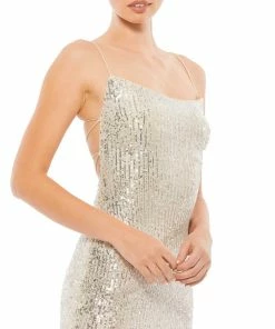 Ieena For Mac Duggal Stretch Sequin Lace Up Back Evening Gown 15 Ieena For Mac Duggal Stretch Sequin Lace Up Back Evening Gown