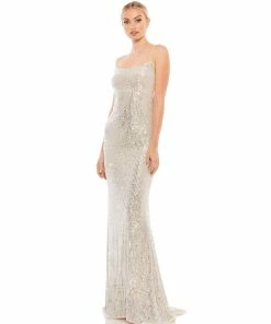 Ieena For Mac Duggal Stretch Sequin Lace Up Back Evening Gown 12 Ieena For Mac Duggal Stretch Sequin Lace Up Back Evening Gown