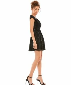 Ieena For Mac Duggal Sequined Cap Sleeve Fit & Flare Mini Dress Shop For