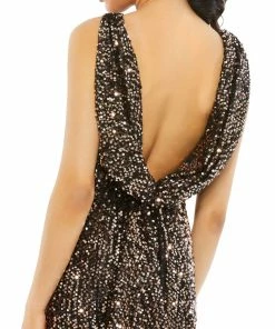 Ieena For Mac Duggal Cowl Back Boat Neck Sequined Evening Gown Shop For
