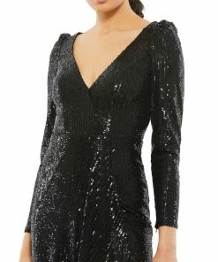 Ieena For Mac Duggal Sequin Wrap Evening Gown