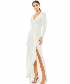 Ieena For Mac Duggal Sequin Wrap Evening Gown