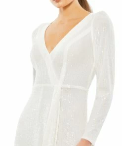 Ieena For Mac Duggal Sequin Wrap Evening Gown