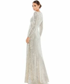 Ieena For Mac Duggal Sequin Wrap Evening Gown
