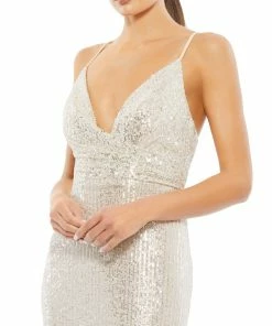 Ieena For Mac Duggal Plunge Neck Ombré Sequin Gown Shop For