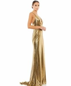 Ieena For Mac Duggal Shop For Metallic Faux Wrap Spaghetti Strap Gown 8 Ieena For Mac Duggal Shop For Metallic Faux Wrap Spaghetti Strap Gown