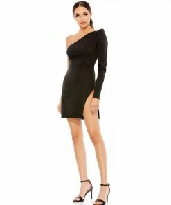 Ieena For Mac Duggal Short Dresses One Sleeve Split Hem Cocktail Dress