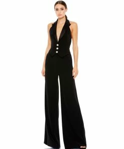 Ieena For Mac Duggal Black Tuxedo Halter Jumpsuit Shop For