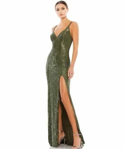 Ieena For Mac Duggal Fully Sequined Scoop Back Gown